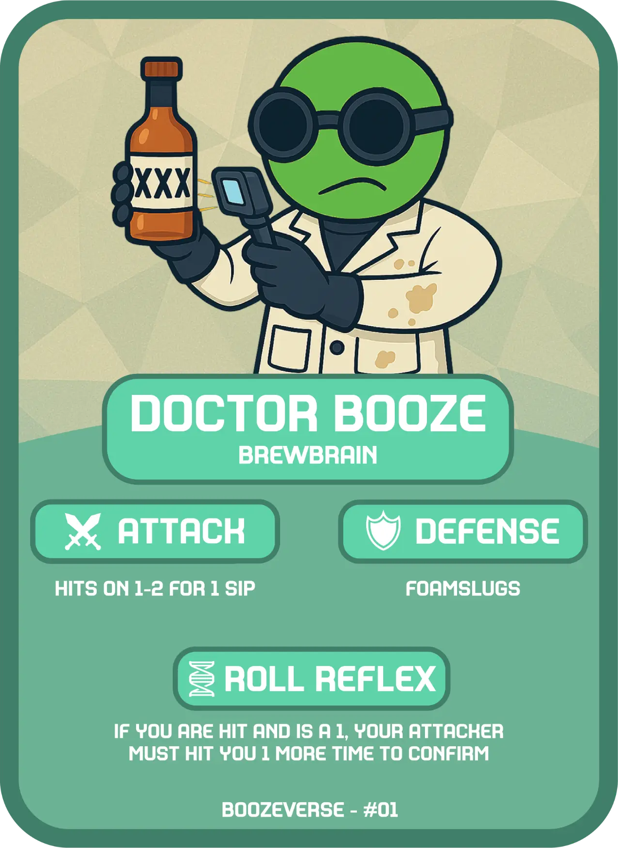 Doctor Booze Common card art from Boozeverse