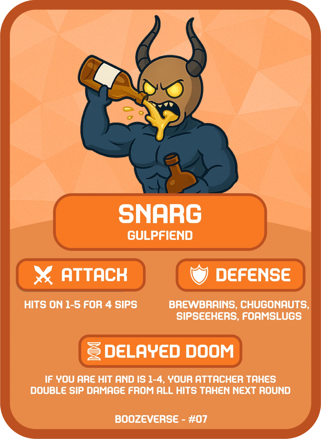Snarg Legendary card art from Boozeverse