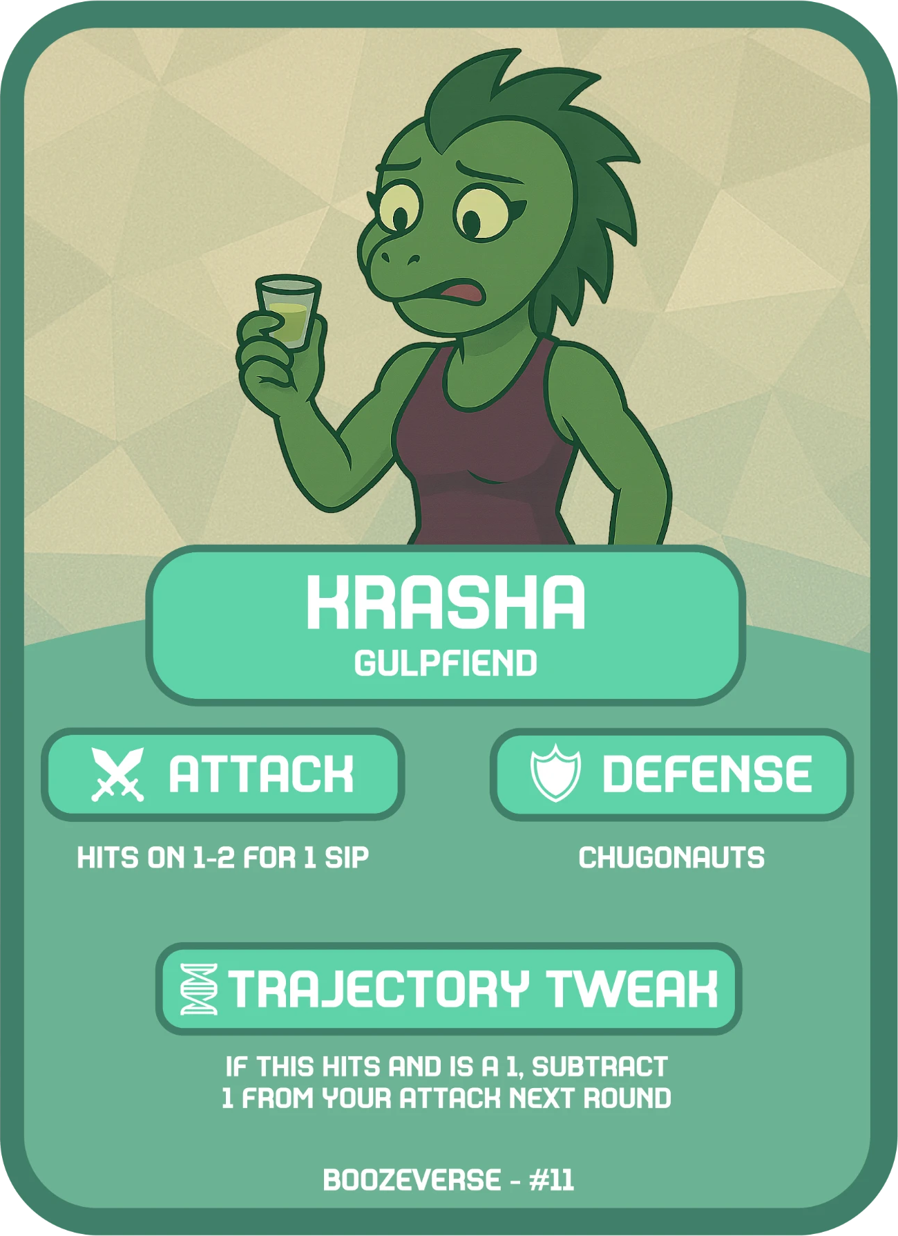 Krasha Common card art from Boozeverse