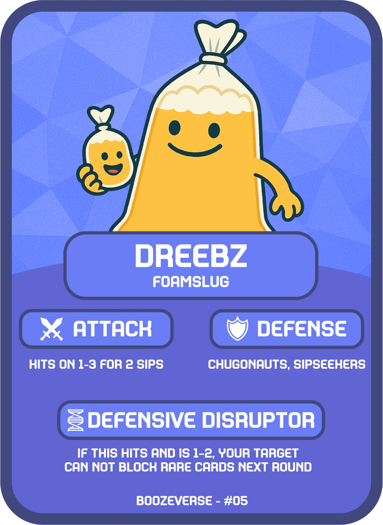Dreebz Rare card art from Boozeverse