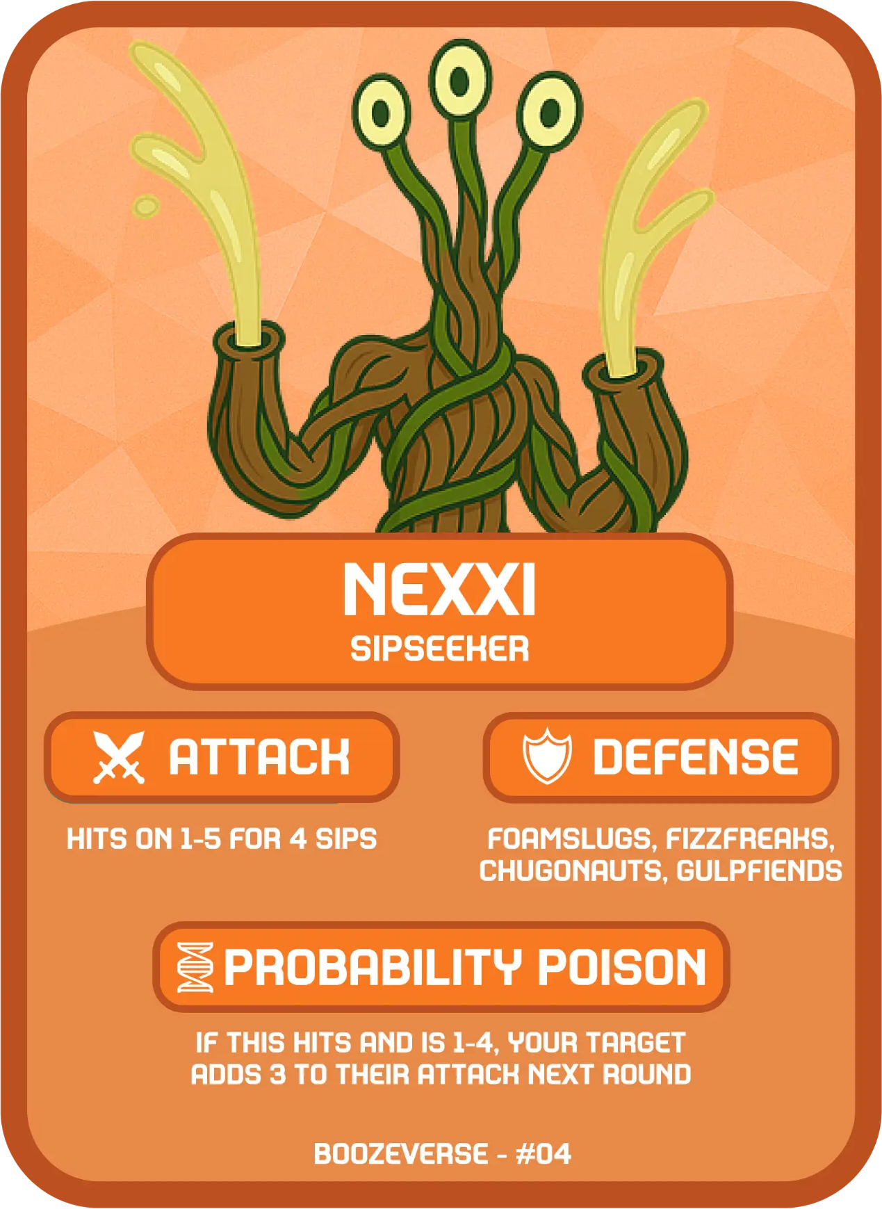 Nexxi Legendary card art from Boozeverse