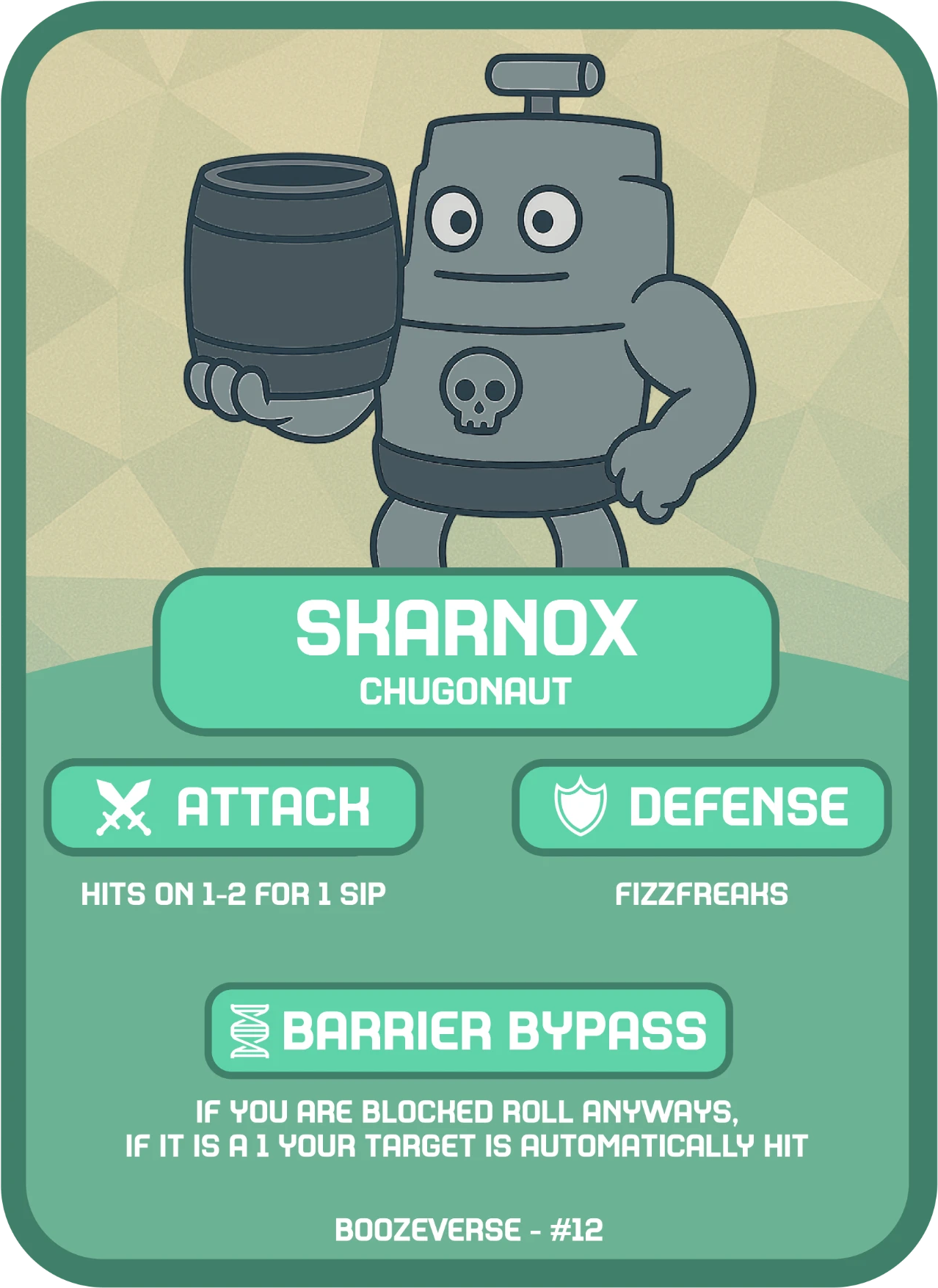 Skarnox Common card art from Boozeverse
