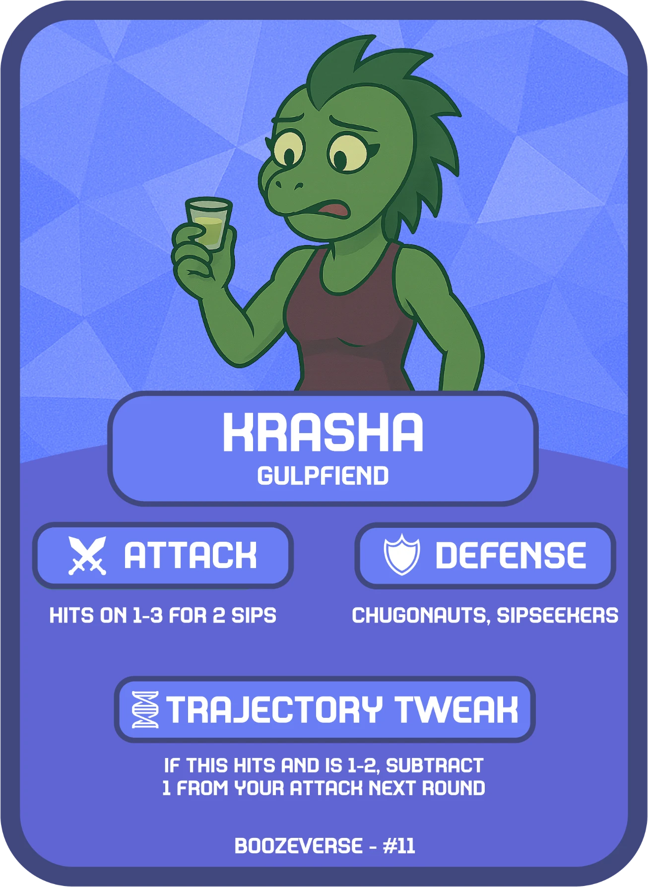 Krasha Rare card art from Boozeverse