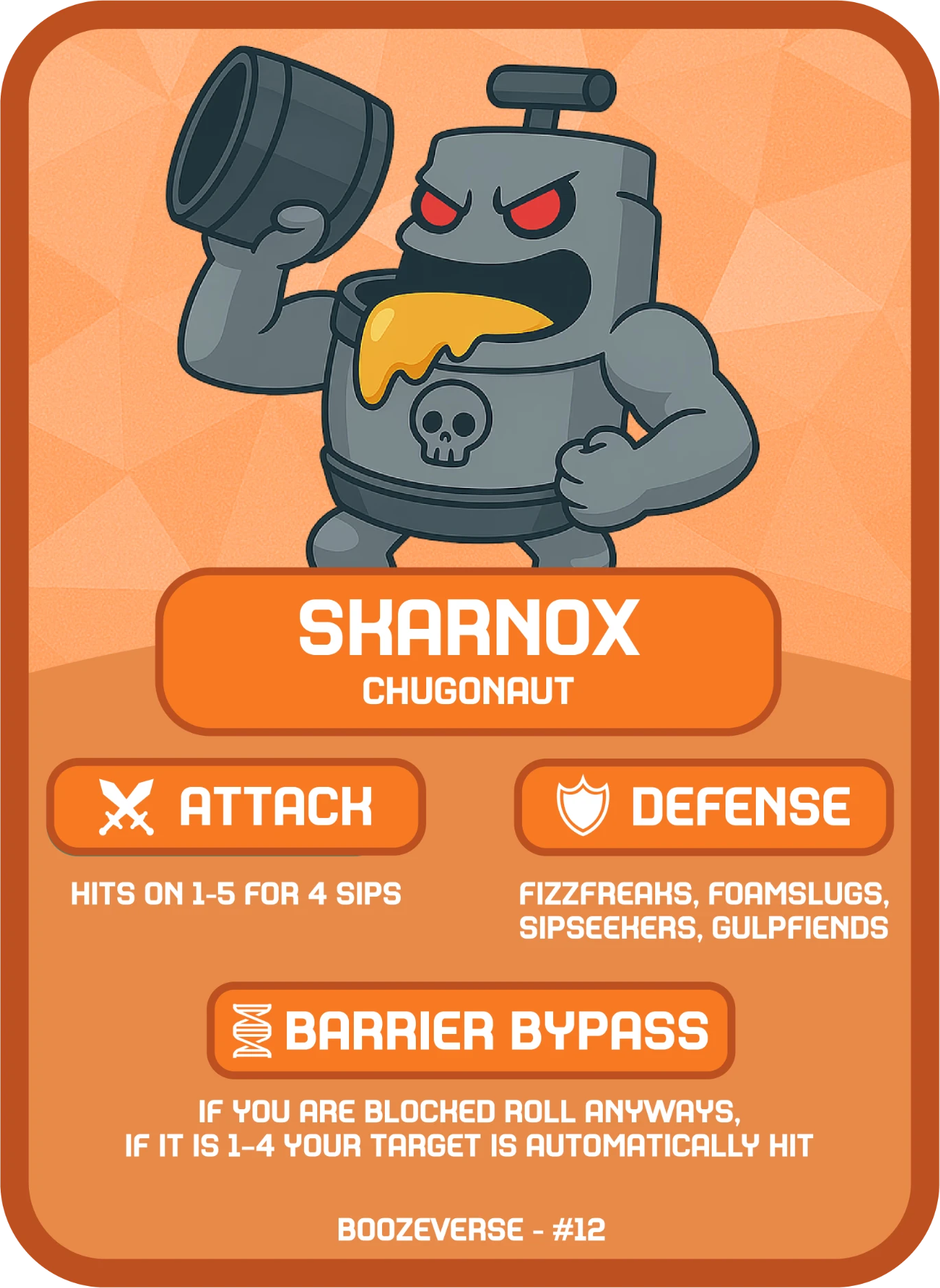 Skarnox Legendary card art from Boozeverse
