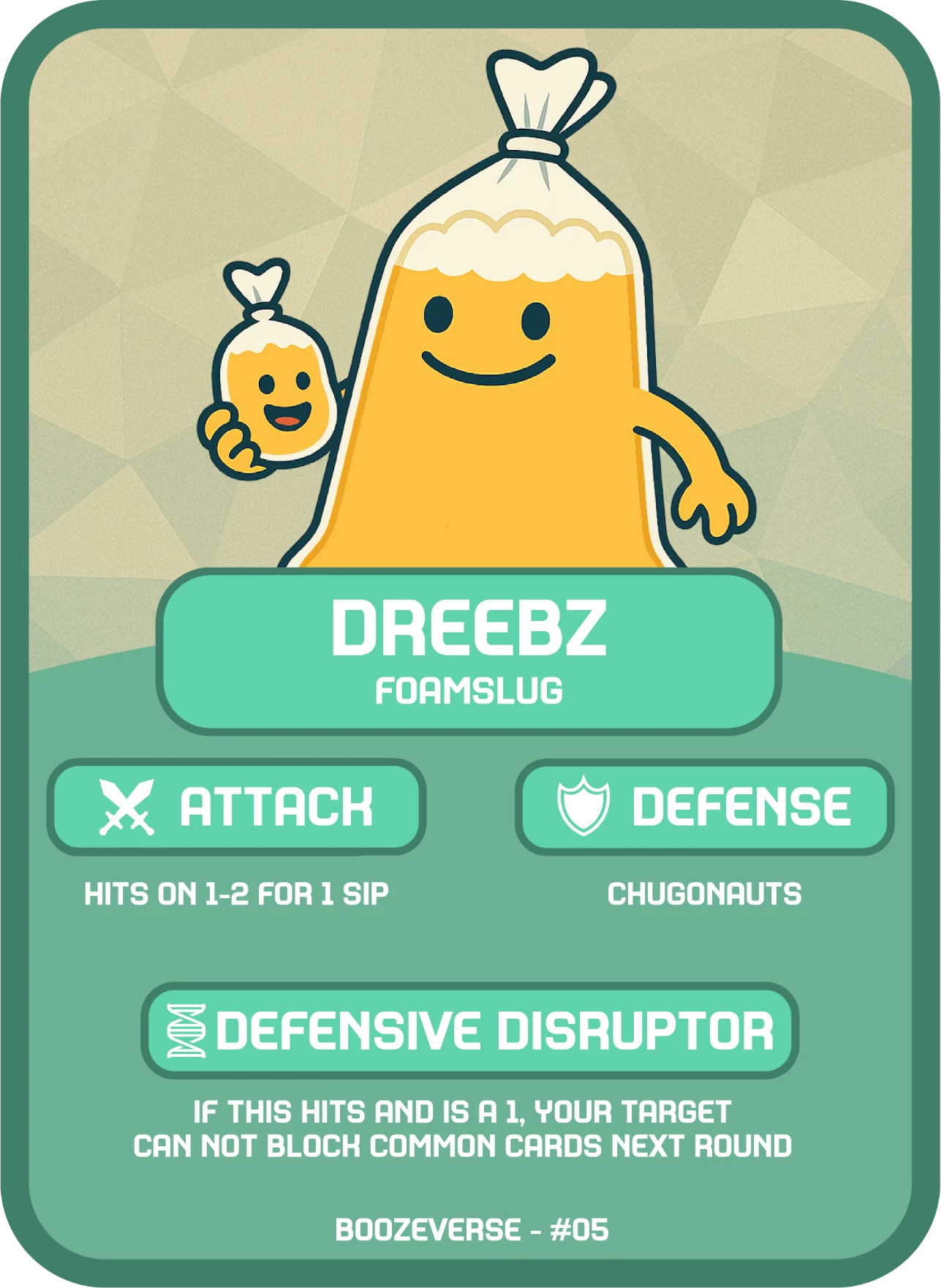 Dreebz Common card art from Boozeverse