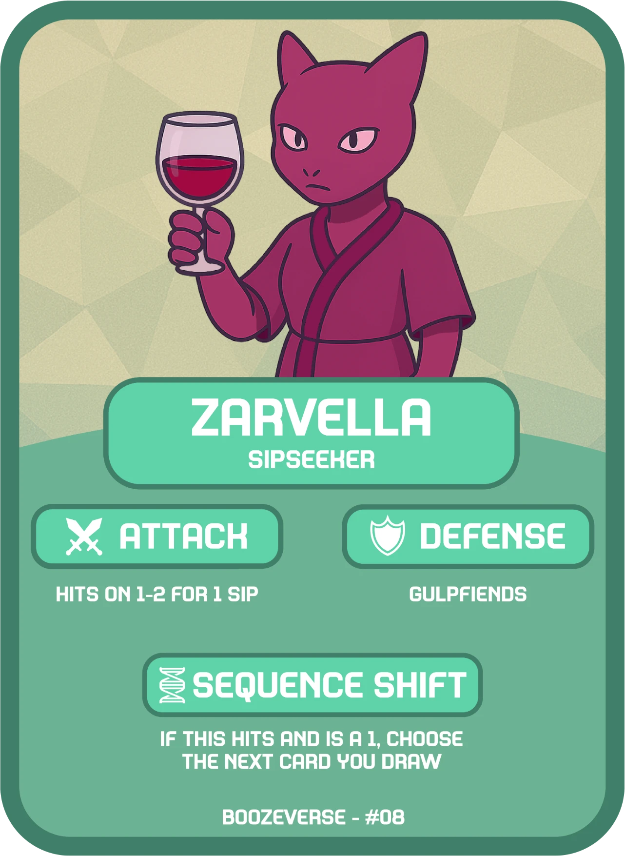 Zarvella Common card art from Boozeverse