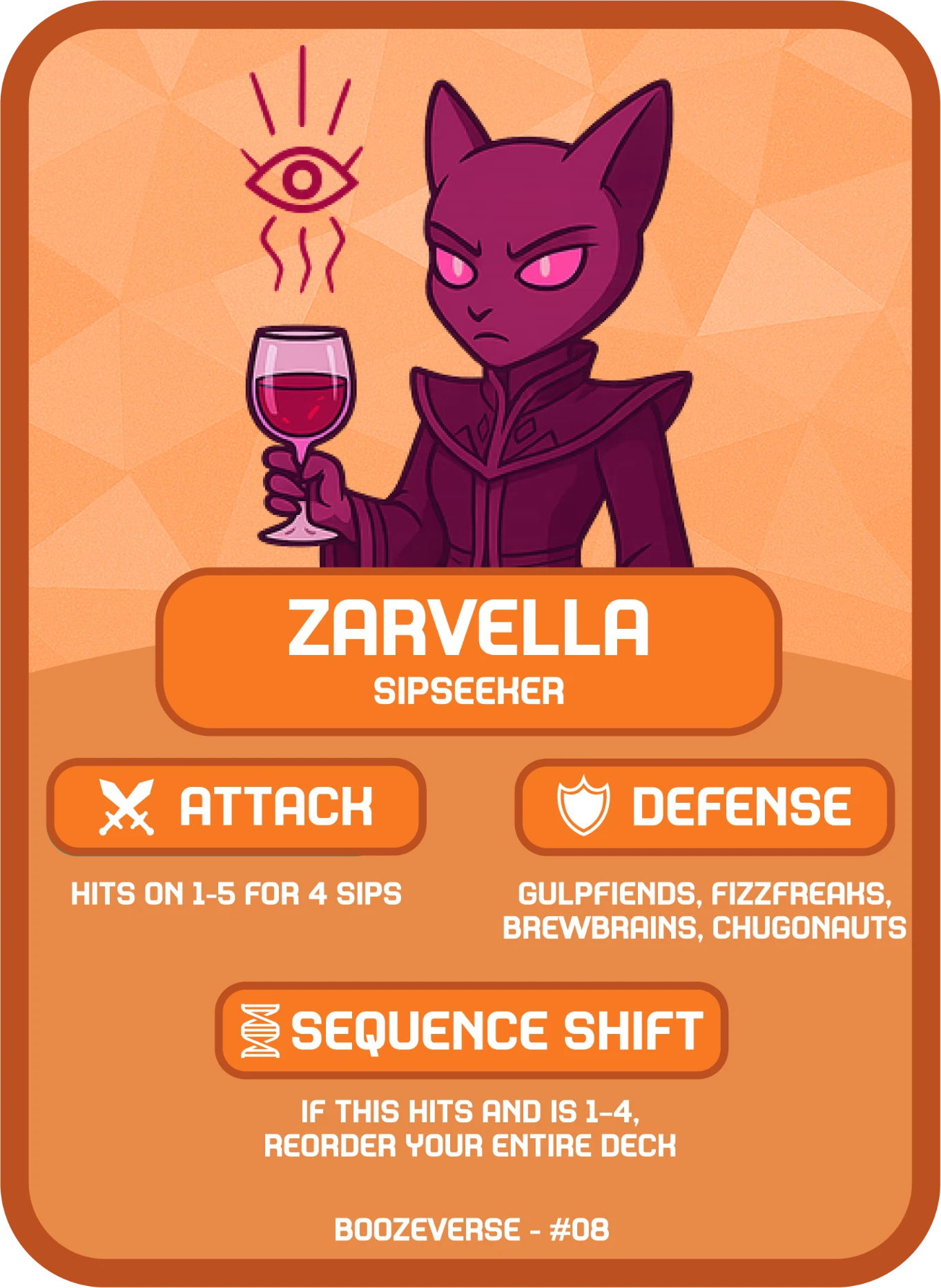 Zarvella Legendary card art from Boozeverse
